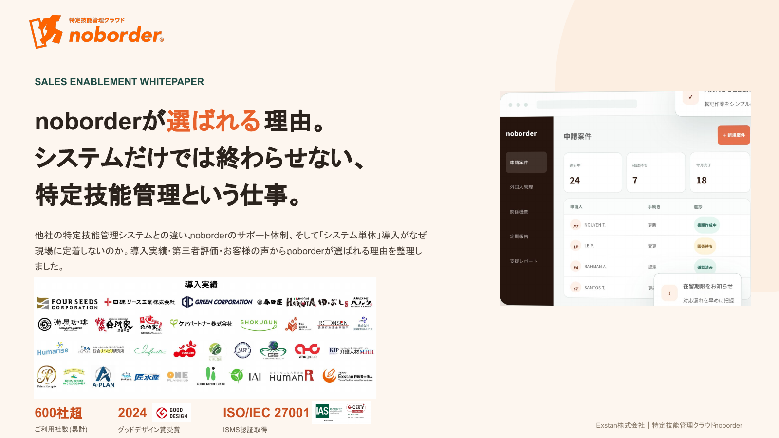 noborderが選ばれる理由 資料表紙